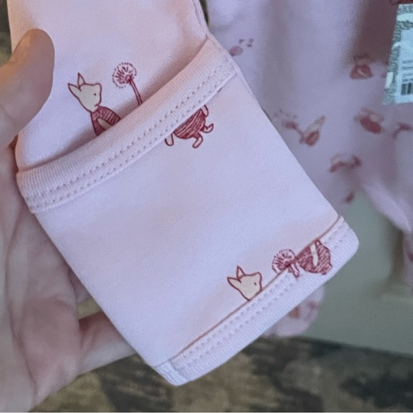 NWT Kate Quinn Pink Piglet Footie Pajama with Foldover Cuffs Size 3-6M - Picture 4 of 6